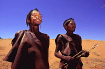 Two San bushmen, Kalahari desert, Namibia 2005