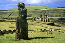 Ancient stone statues, Easter Island, Pacific ocean 1999