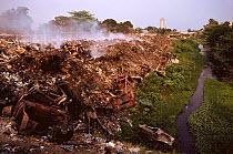 Rubbish dump polluting water supply, Brazzaville, Democratic Republic of Congo