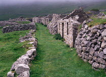 Ruined village houses, Hirta, St Kilda, Outer Hebrides, Scotland