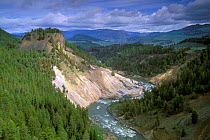 Calcite springs and the Yellowstone river, Yellowstone National Park, USA
