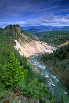 Calcite springs and the Yellowstone river, Yellowstone NP, Wyoming, USA
