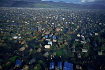 Aerial of Kibumba refugee camp, where over 200,000 Rwandan Hutu refugees were residing in 1994.  The refugee camp was right on the edge of Virunga NP, which had disasterous effect on national park (fo...