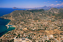 Aerial view of coastal urbanisation, Calpe, Alicante, Spain
