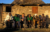Photographer Ingo Arndt with rangers at their camp in Simien Mountains NP, Ethiopia