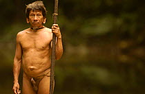Huaorani indian man, indigenous rainforest tribe, Napo Province, Ecuador. Pirahua