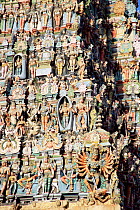 Detail of North Gopura (gateway) Meenakshi Temple, Madurai, Tamil Nadu, India