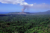 Mount Yasur volcano erupting in distance, Tanna, Vanuatu