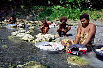 Clothes washing in river, Matantas village, Vatte, Espirito Santo, Vanuatu,