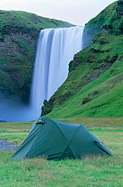 Campers at Skogafoss waterfall, Iceland