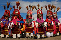 Salasaca indian dancers at Corpus Christi Festival, Salasaca, Andes, Ecuador