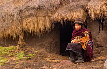 Quichua indian woman with goats, Casa Condor, Chimborazo, Andes, Ecuador