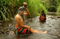 Colorado indian women bathing, Santo Domingo de Los Colorados, Ecuador