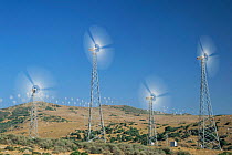 Wind turbines on hillside, Spain