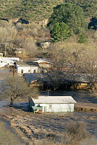 Flooded properties, Winkelman, Arizona, USA.