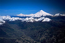 Lanin volcano, Lanin National Park, Argentina, with Villarrica volcano, Chile, in background