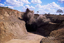 Exploding rock while mining for gold, Fazenda Brasileiro, Bahia, Brazil Vale do Rio Doce company