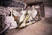 Heavy machinery for mining potassium chloride under- ground. Sergipe, NE Brazil