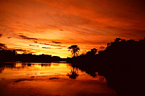 Lake Mamiraua at sunset, Mamiraua Ecol Stn, Amazonas, Brazil