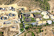 Aerial view of Monte Orgegia water purification plant, Alicante, Spain.