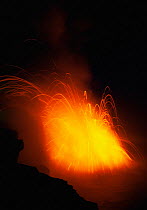 Volcanic lava enters the sea, Kilauea volcano, Hawaii, USA. January 2000