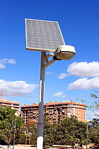 Solar powered street light, Alicante, Spain.