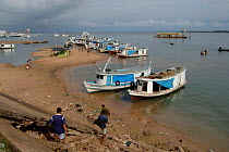 Fishing boats in Santarem harbour, River Amazon, Para State, Brazil.