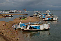 Fishing boats in Santarem harbour, River Amazon, Para State, Brazil.