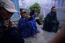 Local villagers wearing traditional Tengger sarongs. Bromo NP, Java, Indonesia.