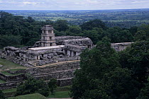 The Palace and Observation tower at Palenque archaeological site, Mexico.