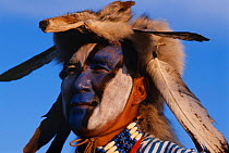 Native American Sioux Indian in traditional costume Fort Quappelle, Saskatchewan,