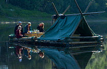 Timber rafting trip ecotourism, River Klaralven, Varmland, Sweden.
