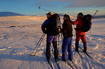 Cross country skiing expedition, ecotourism, Grovelsjon NR, Dalarna, Sweden