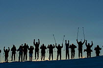 Cross country skiing group, ecotourism, Grovelsjon NR, Dalarna, Sweden