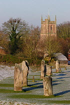 Avebury Stone Circle (World Heritage Site) and Avebury Church, Avebury, Wiltshire, UK