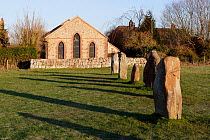 Standing Stones by chapel, Avebury Stone Circle (World Heritage Site) Avebury, Wiltshire, UK
