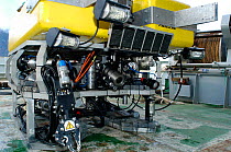 ROV (remotely operated vehicle) aboard RV Hakkon Mosby showing camera and lighting system, Atlantic ocean