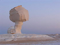 The White Desert, near Bahariya, Egypt, with unusual rock formations caused by wind eroding  the calcium rich rock.