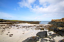 Freya shell sand beach, near Croig, Isle of Mull, Scotland, UK.