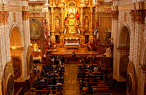 Interior of Basílica de la Merced, Cathedral, Quito, Ecuador.
