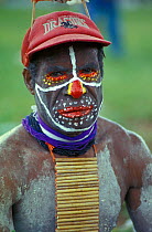 Papuan man at Sing-Sing Festival on Independence Day, Papua New Guinea