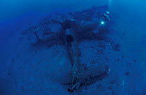 Wreck of Japanese WW II Mitsubishi F1 fighter aeroplane (also called Petes biplane) Rabaul, Papua New Guinea