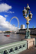 River Thames with the London Eye wheel, London, UK.
