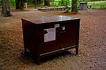 Storage box for campsite food to prevent stealing by bears, Yosemite NP, California, USA