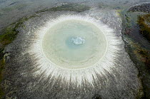 Thiobaccillus bacteria ring formed around hot spring, Uzon Caldera, Kronotsky Zapovednik Reserve, Russia.