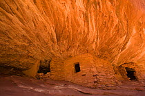 Mule Canyon Indian ruins occupied by the Anasazi Indians around 1200 AD. Cedar Mesa, Utah, USA