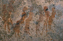 Rock art / cave paintings, people, Namibia.