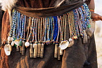 Jo / Hoan bushman traditional beaded jewellery and pipes, Bushmanland, Namibia. 1996