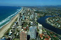 Surfers Paradise coastline viewed from Q1 Building (highest residential building in the world) Gold Coast, Queensland, Australia.