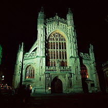 Bath abbey at night, Bath, Somerset, UK
